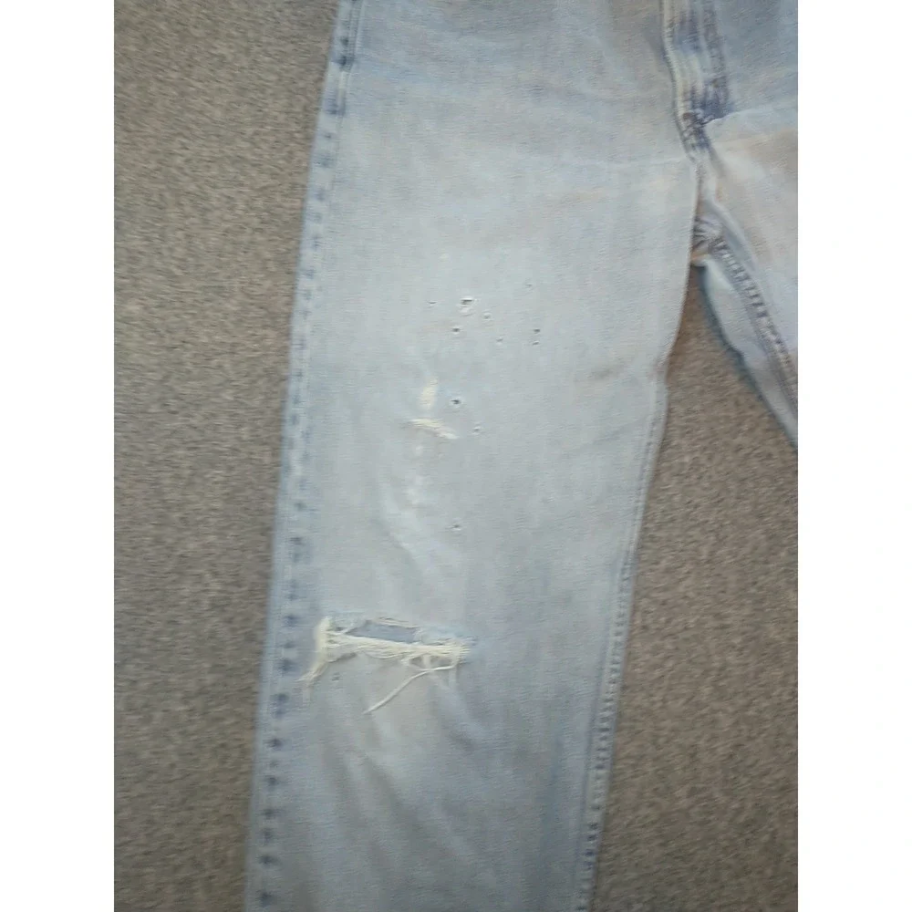 Levis 550 Relaxed Fit Tapered Leg Distressed Jeans Light Wash Mens 34x31 Vintage